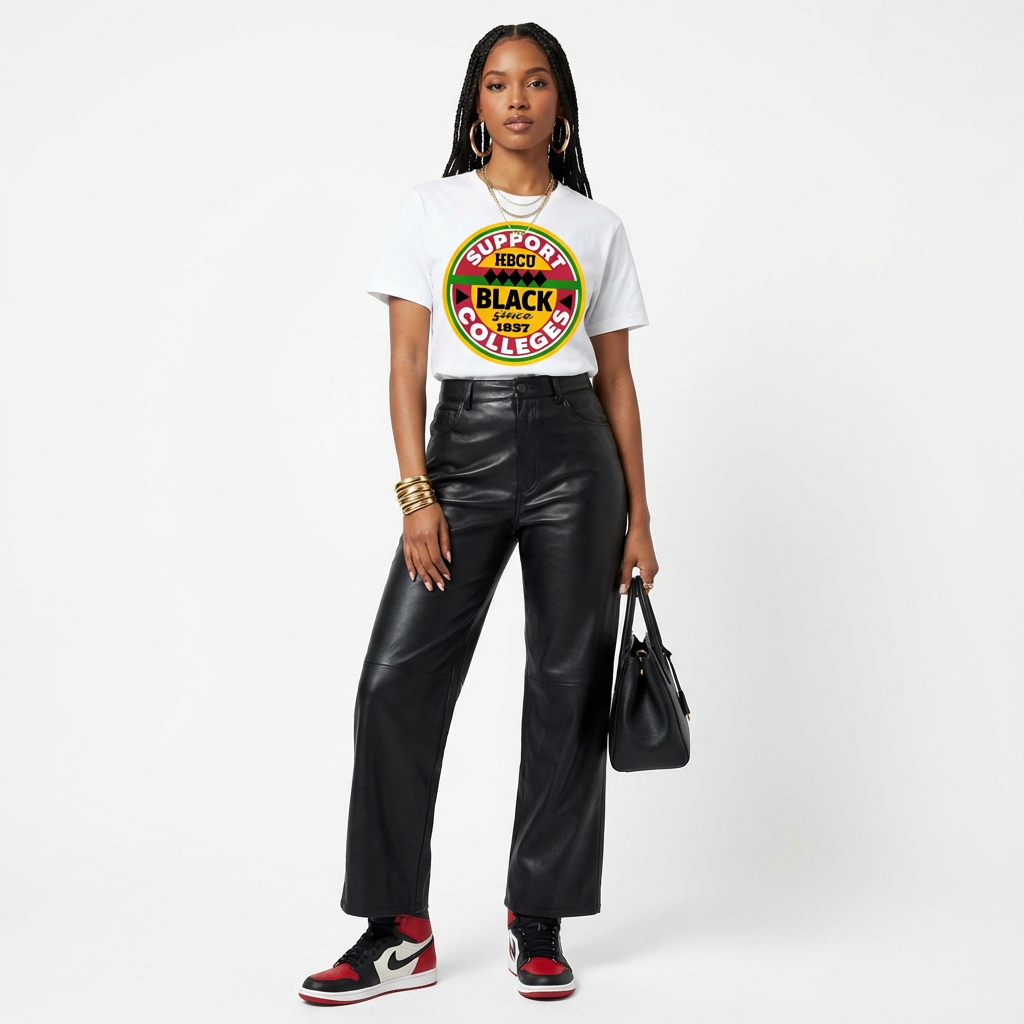 Support Black College T-shirt White Haze Edition