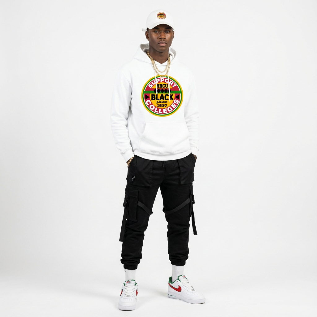 Support Black College White Haze Pullover Hoodie