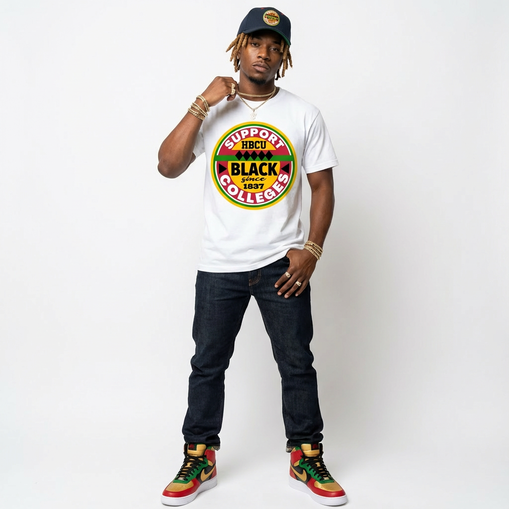 Support Black College T-shirt White Haze Edition