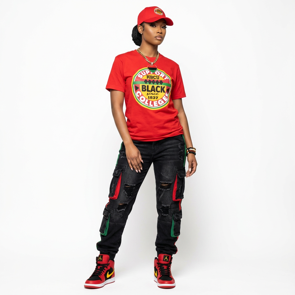 Support Black College Red Luxe T-Shirt