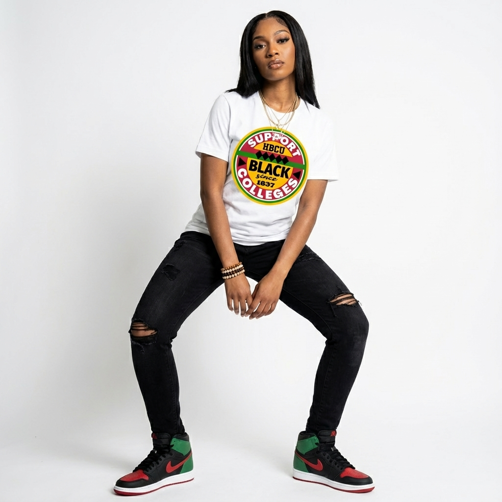 Support Black College T-shirt White Haze Edition