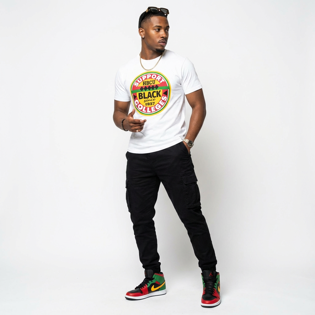 Support Black College T-shirt White Haze Edition