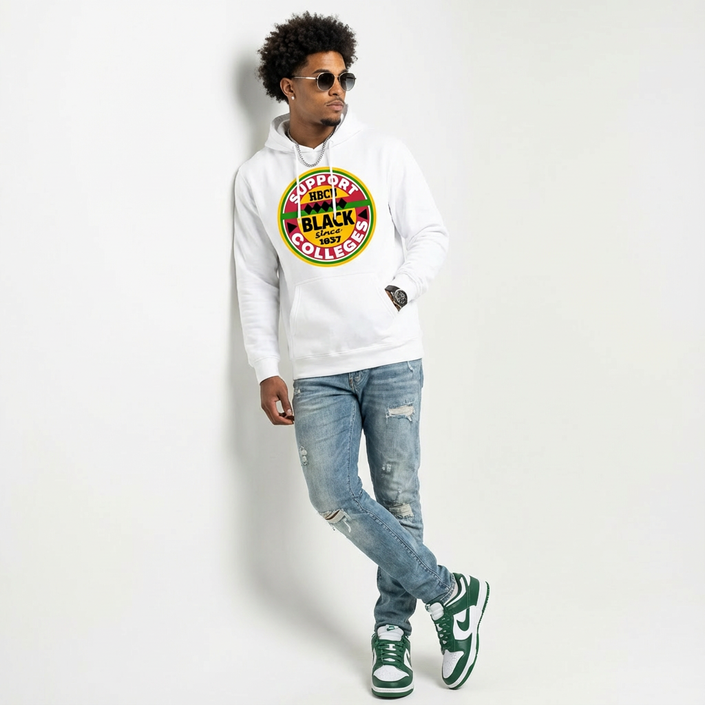 Support Black College White Haze Pullover Hoodie