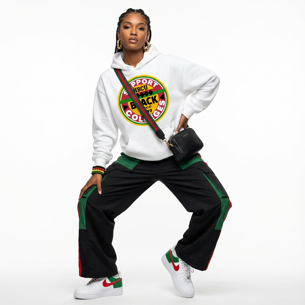 Support Black College White Haze Pullover Hoodie