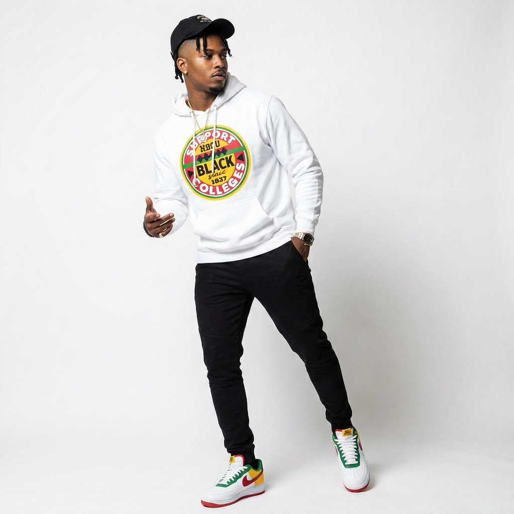 Support Black College White Haze Pullover Hoodie