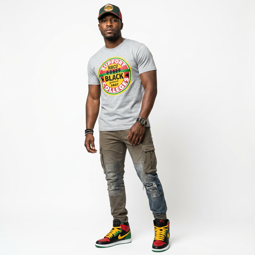 Support Black College Grey Rich T-shirt