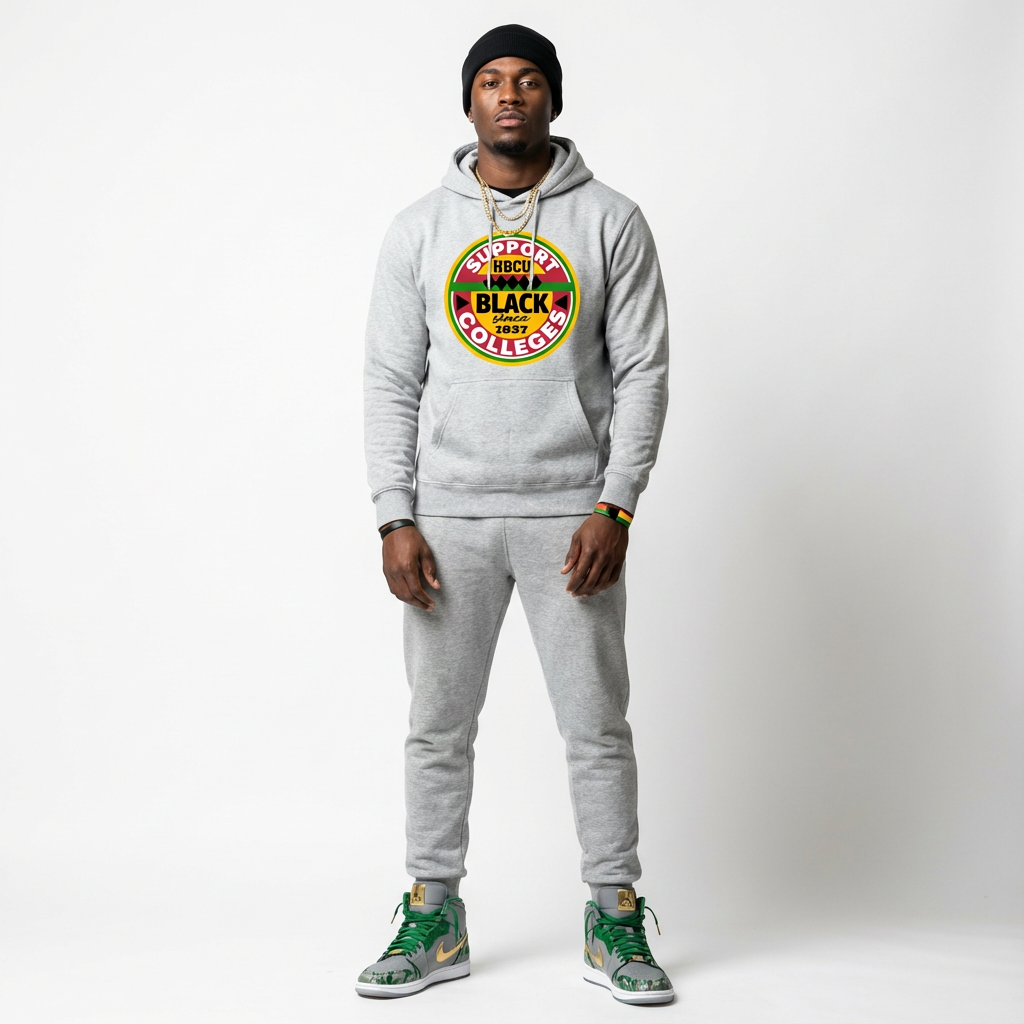 Support Black College Grey Rich  Pullover Hoodie