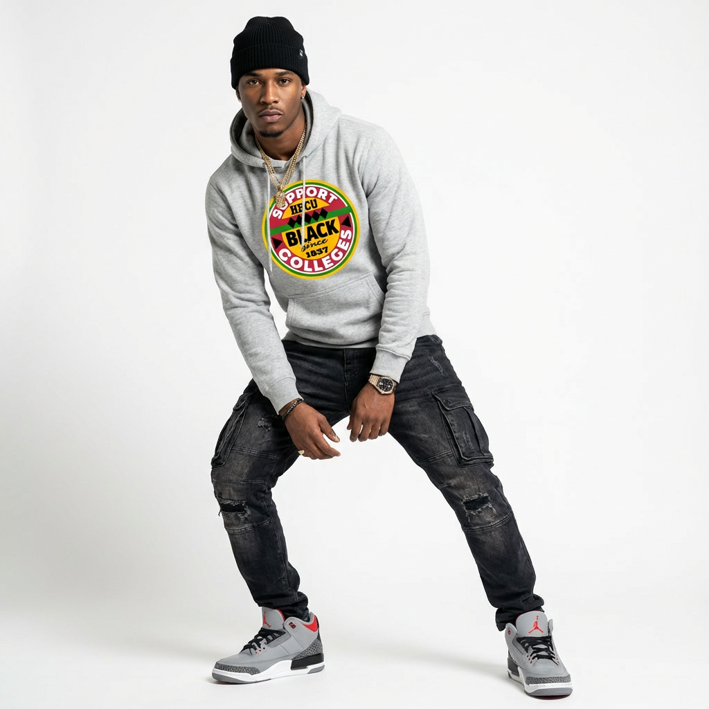 Support Black College Grey Rich  Pullover Hoodie