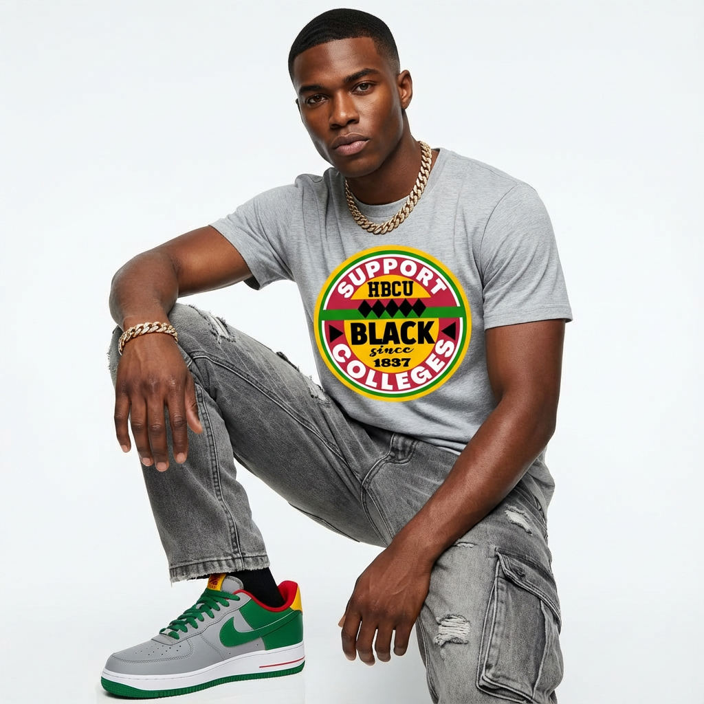 Support Black College Grey Rich T-shirt