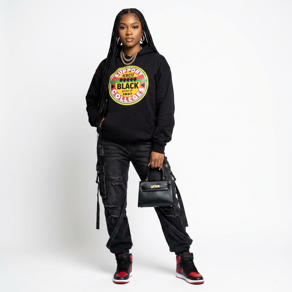 Support Black College Black Diamond Pullover Hoodie