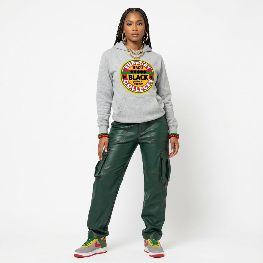 Support Black College Grey Rich  Pullover Hoodie